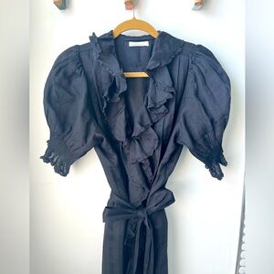 Doen Linen Ruffle Tie Dress